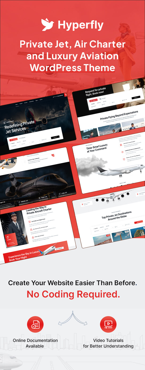 HyperFly - Private Jet Charter & Aviation WordPress Theme - 1